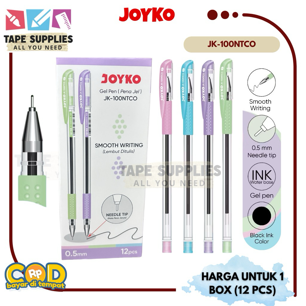 

(12 PCS) Terbaru JOYKO PULPEN Tinta GEL JK-100NTCO Warna Pastel