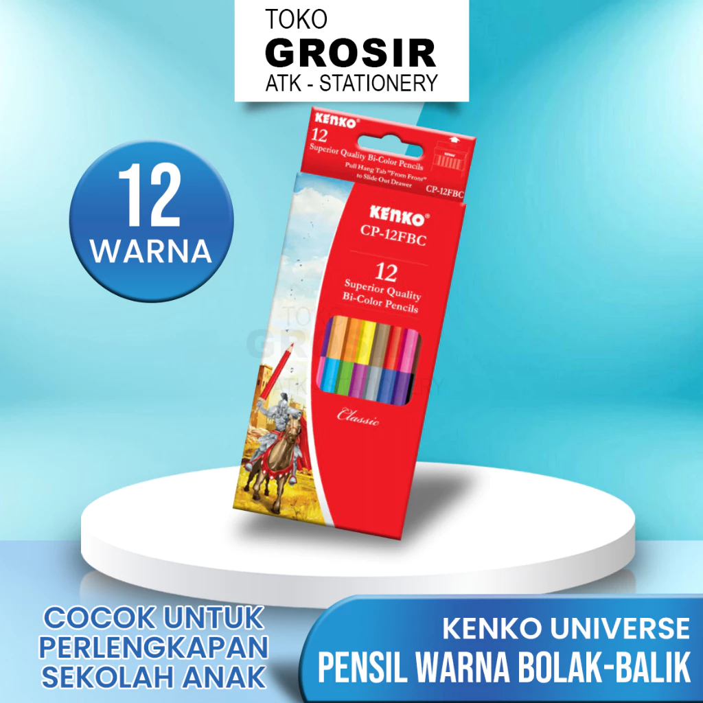 

Pensil Warna KENKO 12 Warna CP-12FBC / Pensil Mewarnai Kenko Bolak-balik - Toko Grosir ATK Stationery 2
