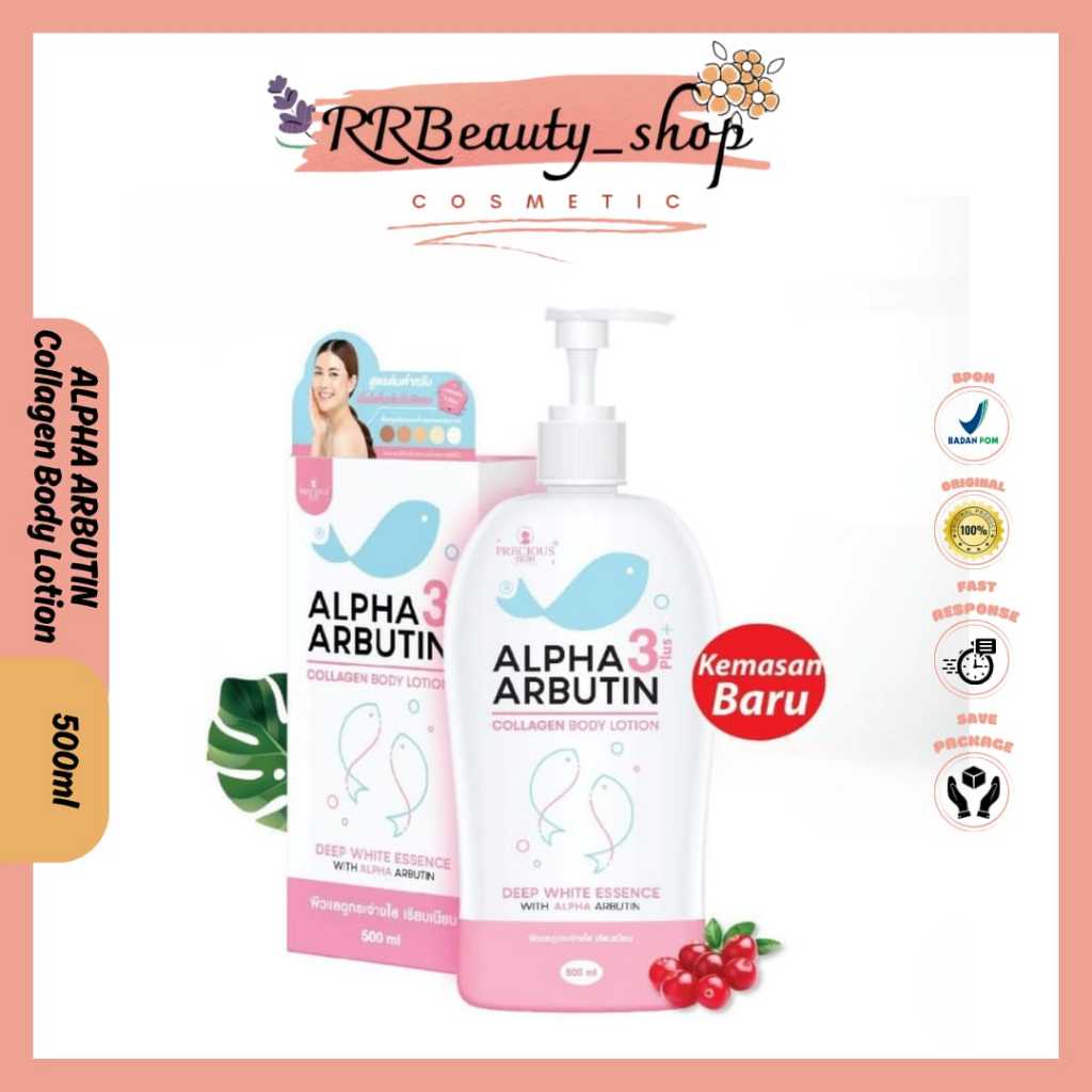 [RRbeautyshop] Alpha Arbutin 3 Plus Collagen Whitening Lotion Handbody Pemutih 500ML BPOM