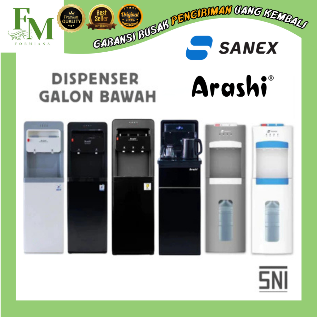 Arashi Bottom Dispenser Galon Bawah Panas Dingin / Sanex Dispenser / ORIGINAL BERGARANSI RESMI - FM