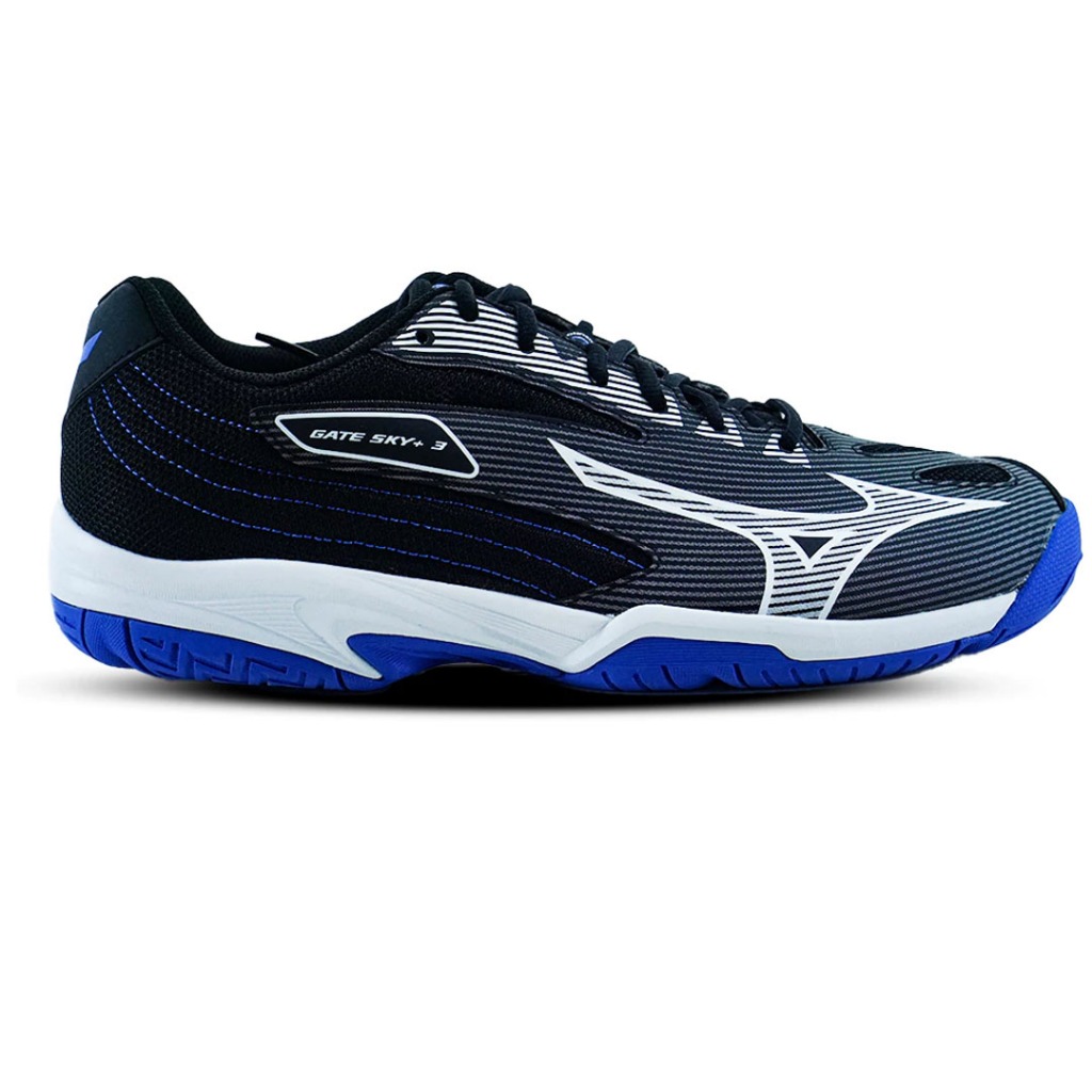 MIZUNO Gate Sky Plus 3 Black White Peace Blue Sepatu Olahraga Badminton