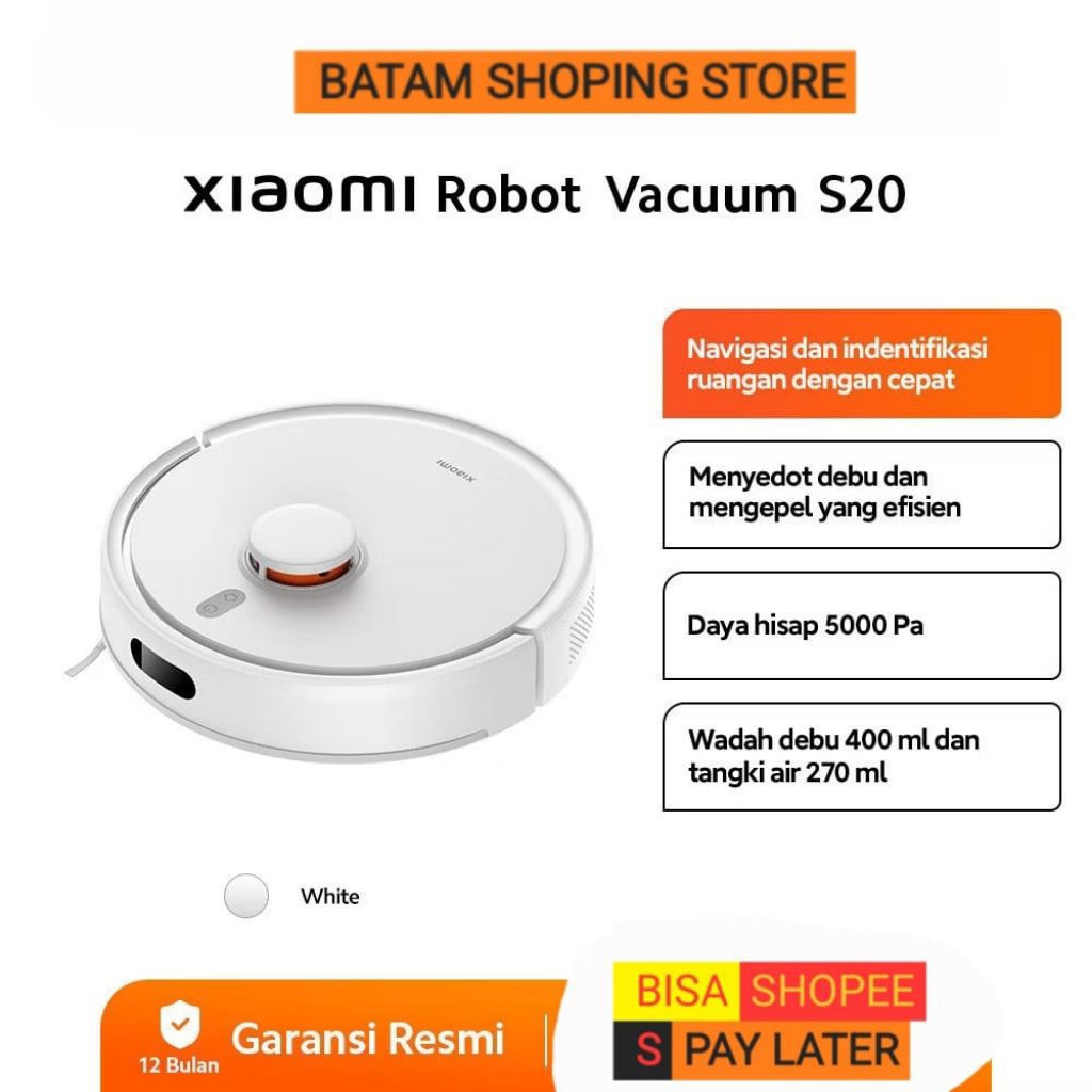 Xiaomi Robot Vacuum Cleaner S20 White Garansi Resmi