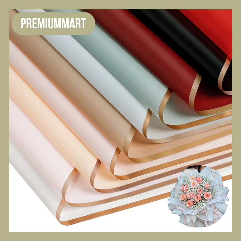 

20 Lembar Kertas Buket Bunga List Gold Line Emas / Harga Murah KB01