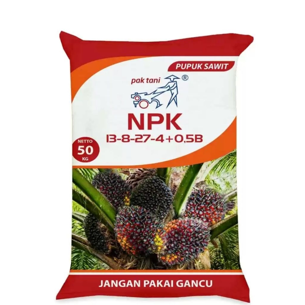 Npk sawit pak Tani 13.8.27-4 +0.5 B kemasan 50 Kg