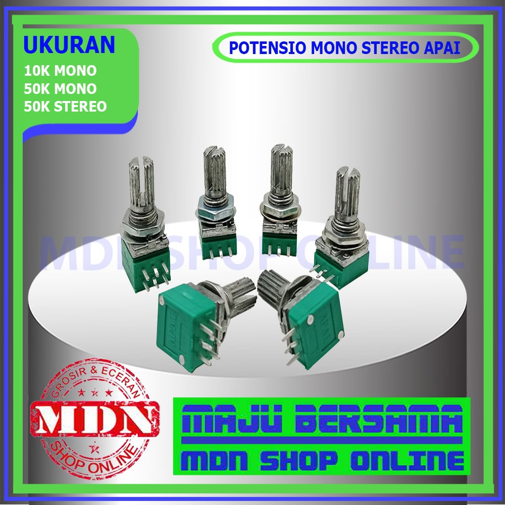 Potensio mini 10K B10K / 50K B50K mono stereo APAI Hijau bagus