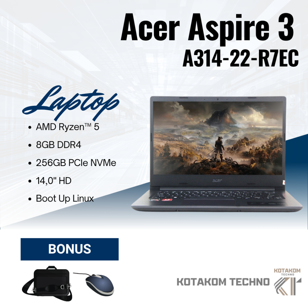 LAPTOP Acer Aspire 3 A314-22-R7EC / AMD Ryzen 5 3500U / RAM 8GB / SSD 256GB NVMe