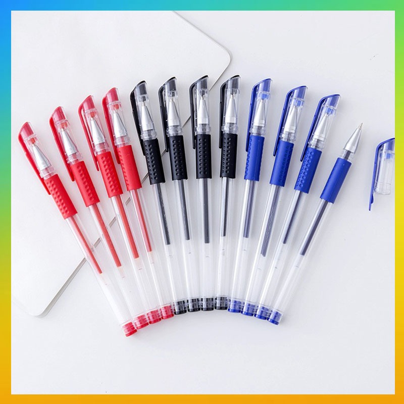 

[Paket 20 Pcs] Pulpen Gel Ink 0.5Mm Alat Tulis Kantor Sekolah Pena Pen Tinta Cair Standart Warna Merah Hitam Biru