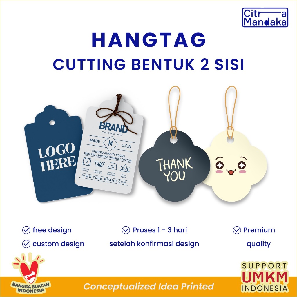 

Hang Tag Souvenir Custom 2 Sisi | Label Nama Baju / Hampers | Potong Bentuk