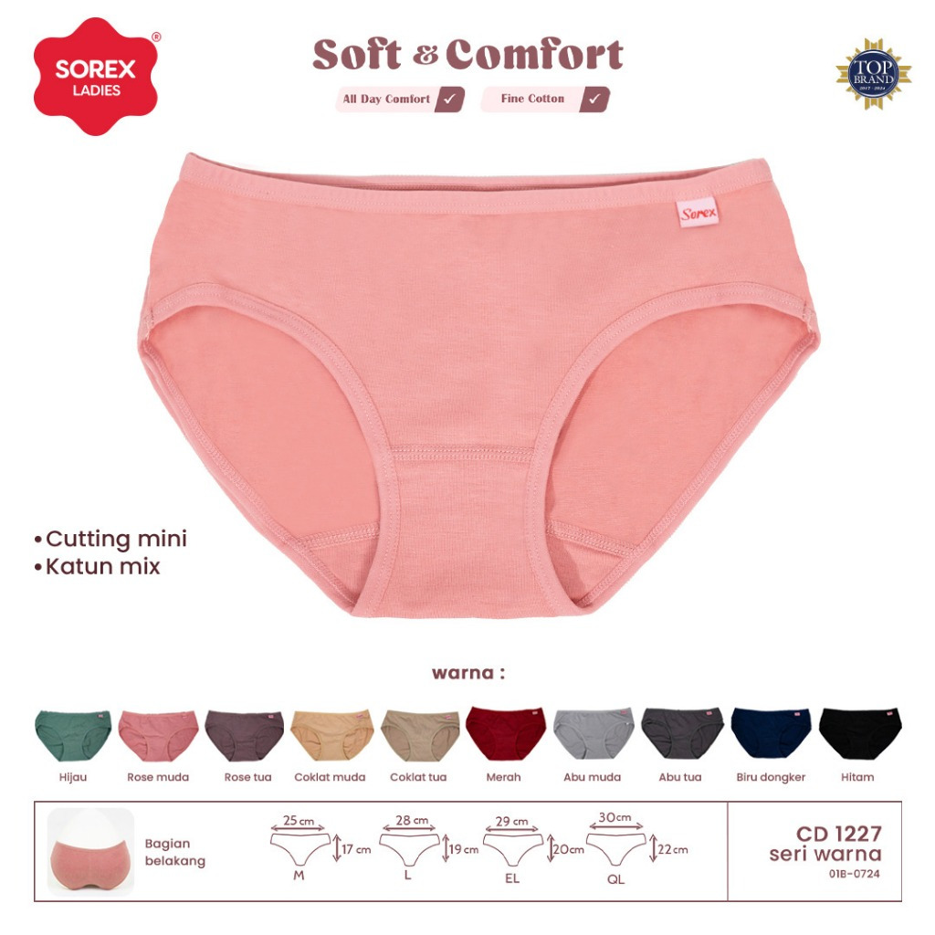 CD SOREX 1227 KATUN MINI M L EL QL -Sorex Cd Basic Mini Katun Mix 1227 Celana Dalam Wanita Sorex Cd 