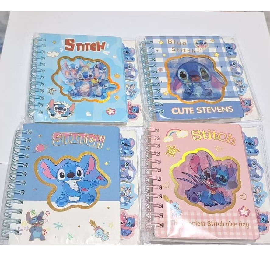 

buku notes catatan motif karakter stitch ada sekat gambar hologram beda gambar bergaris disney stitch lilo angel scrump