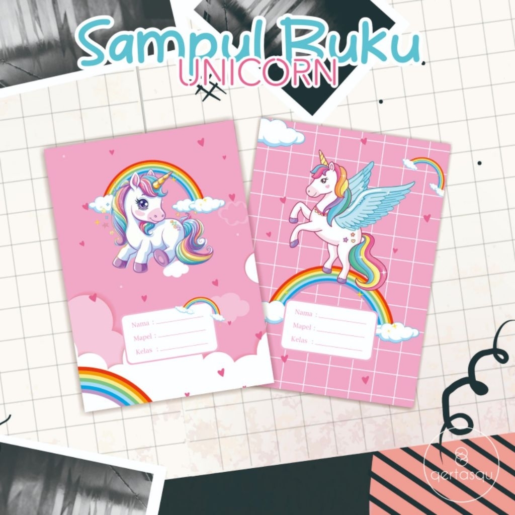 

Sampul Buku Lucu Unicorn / Sampul Buku Sekolah / Buku Tulis Anak