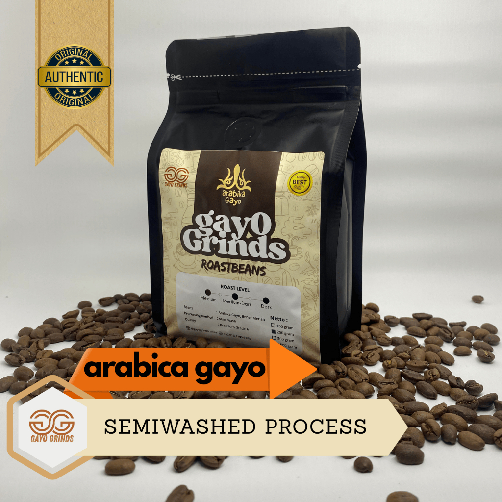 

Kopi Gayo Arabika 250 gram - Roast Beans Arabica Semiwashed Process Gayo Grinds Coffee