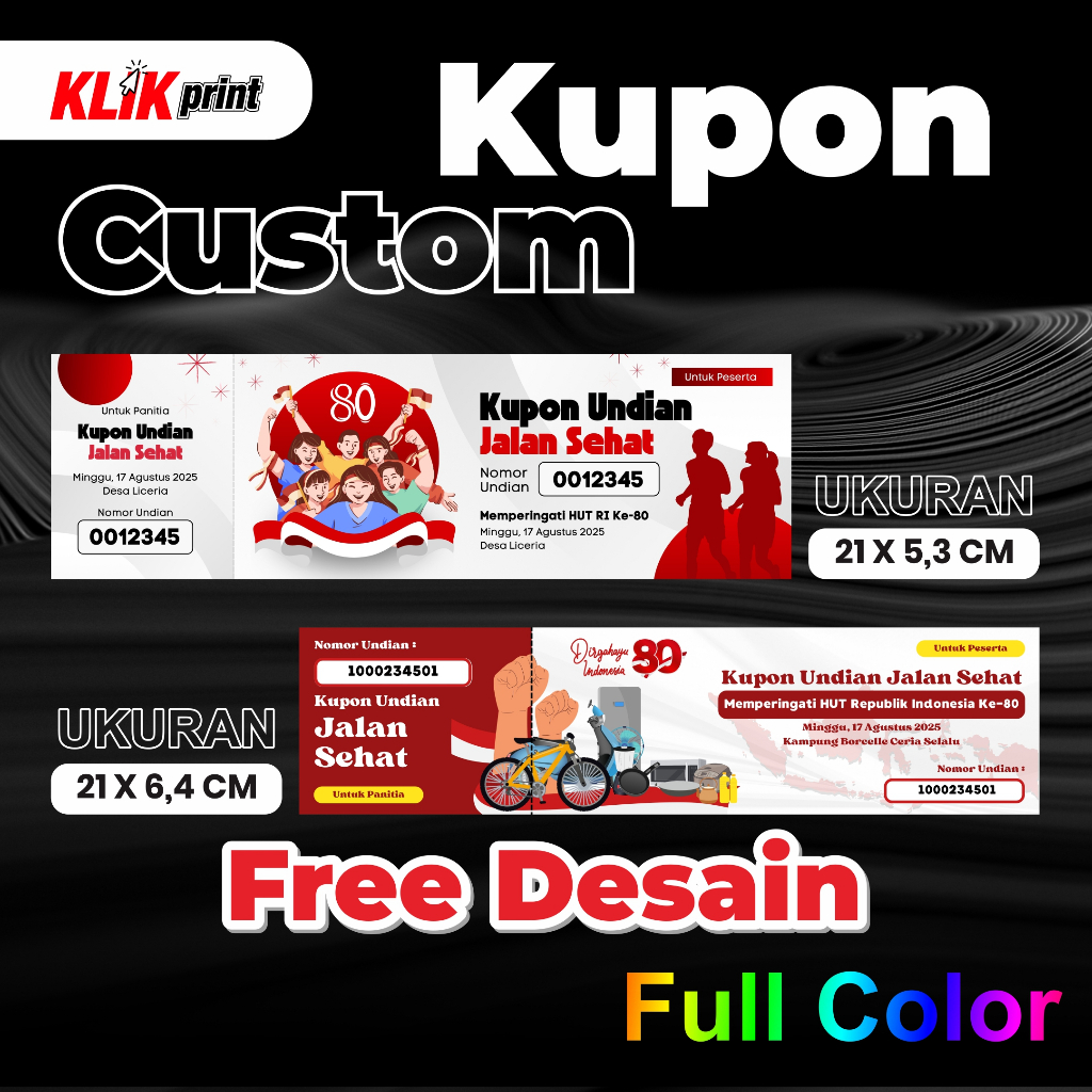 

Cetak Kupon Custom Isi 100 | 21 x 5,3 cm | 21 x 6,4 cm | Full Color
