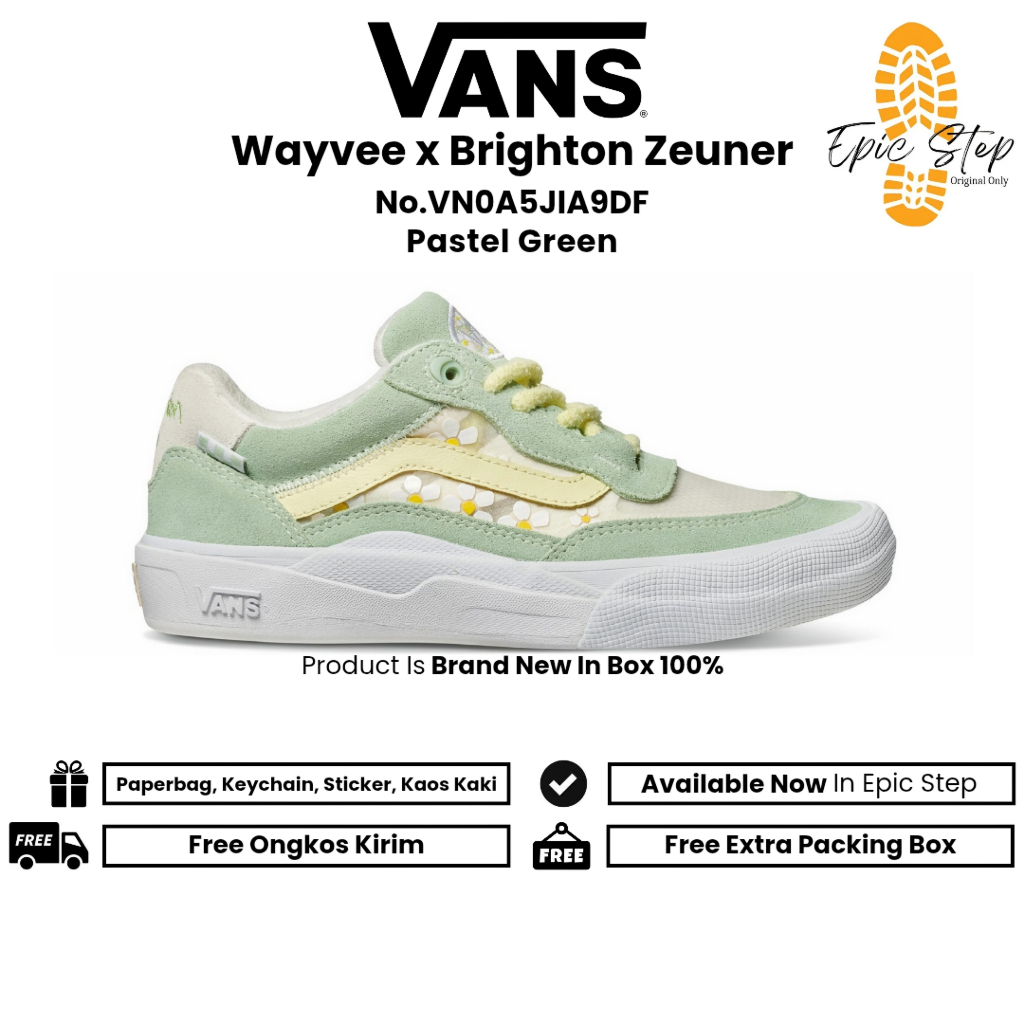 Sepatu Vans Skate Pro Wayvee x Brighton Zeuner Pastel Green White Original