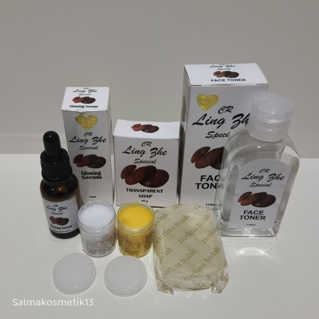 Paket Perawatan Wajah Lengkap Cream Lingshi 5In1 Original // Cream siang, malam, sabun lingahi, seru