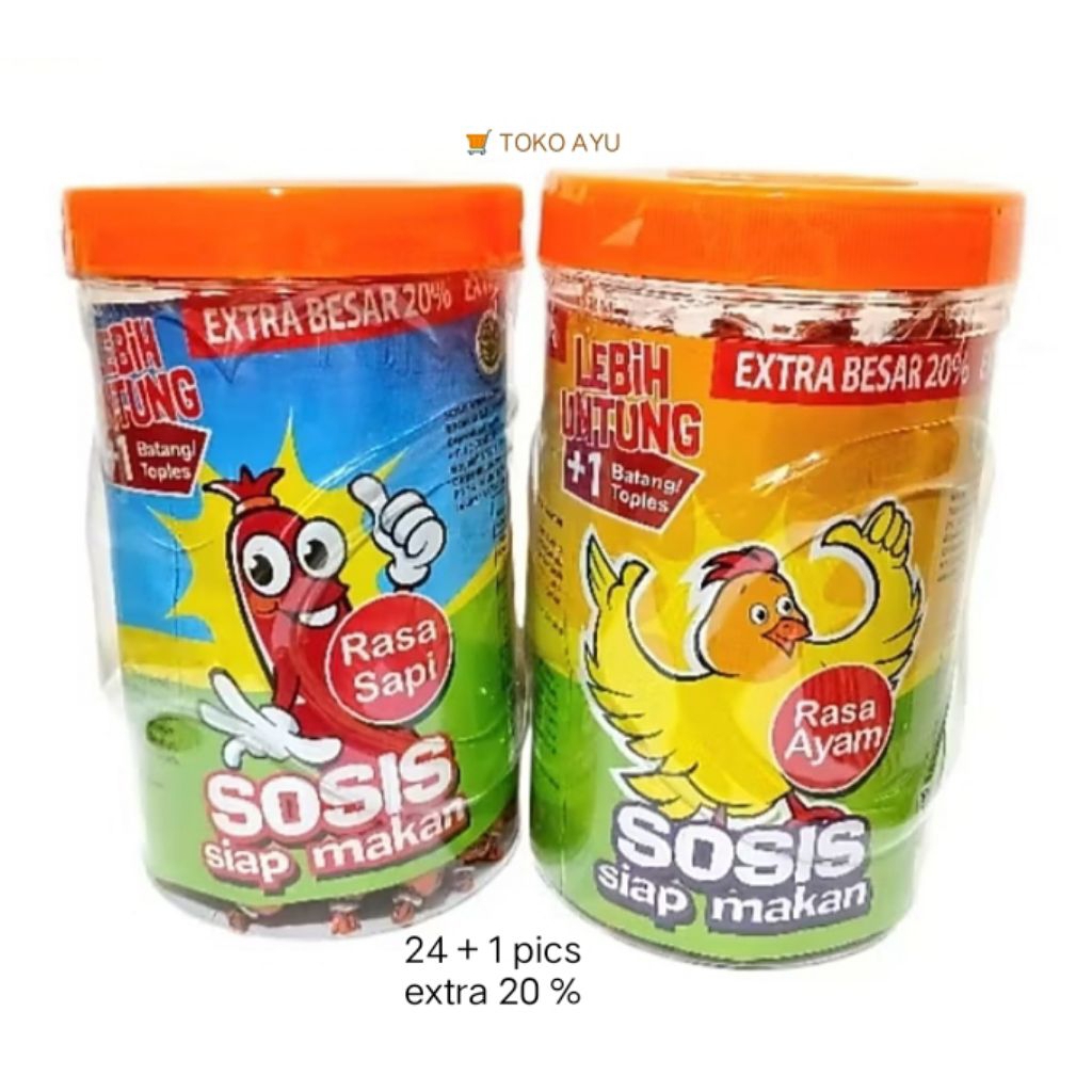 

Sosis sonice siap santap 1 toples 24 + 1 pics +ekstra 20 %