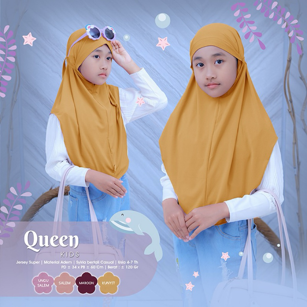 QUEEN KIDS BRAND ORI BY RAQUMI // HIJAB ANAK // HIJAB KIDS // HIJAB JERSEY // HIJAB NON PAR // HIJAB