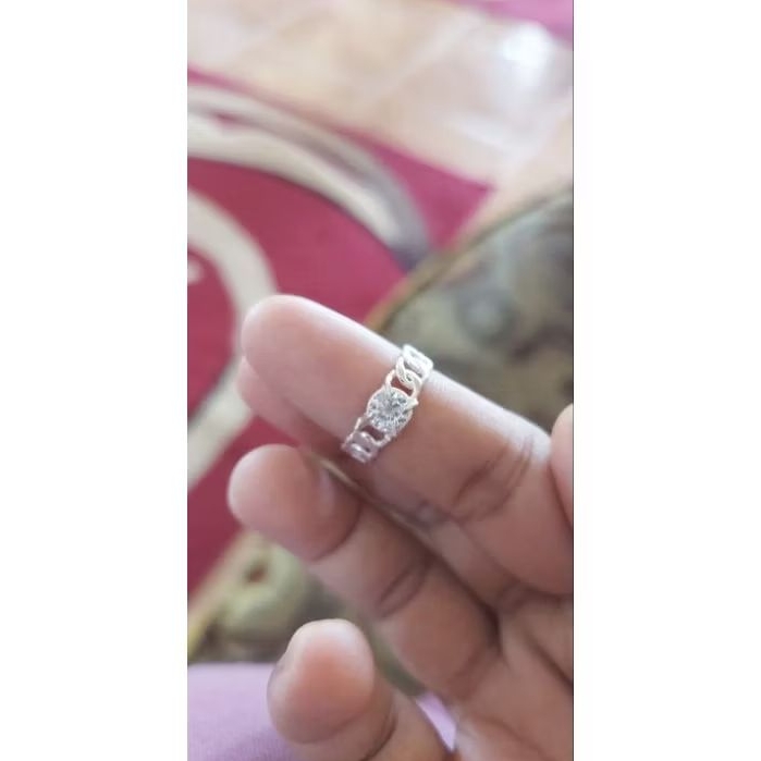 cincin rantai diamond perak