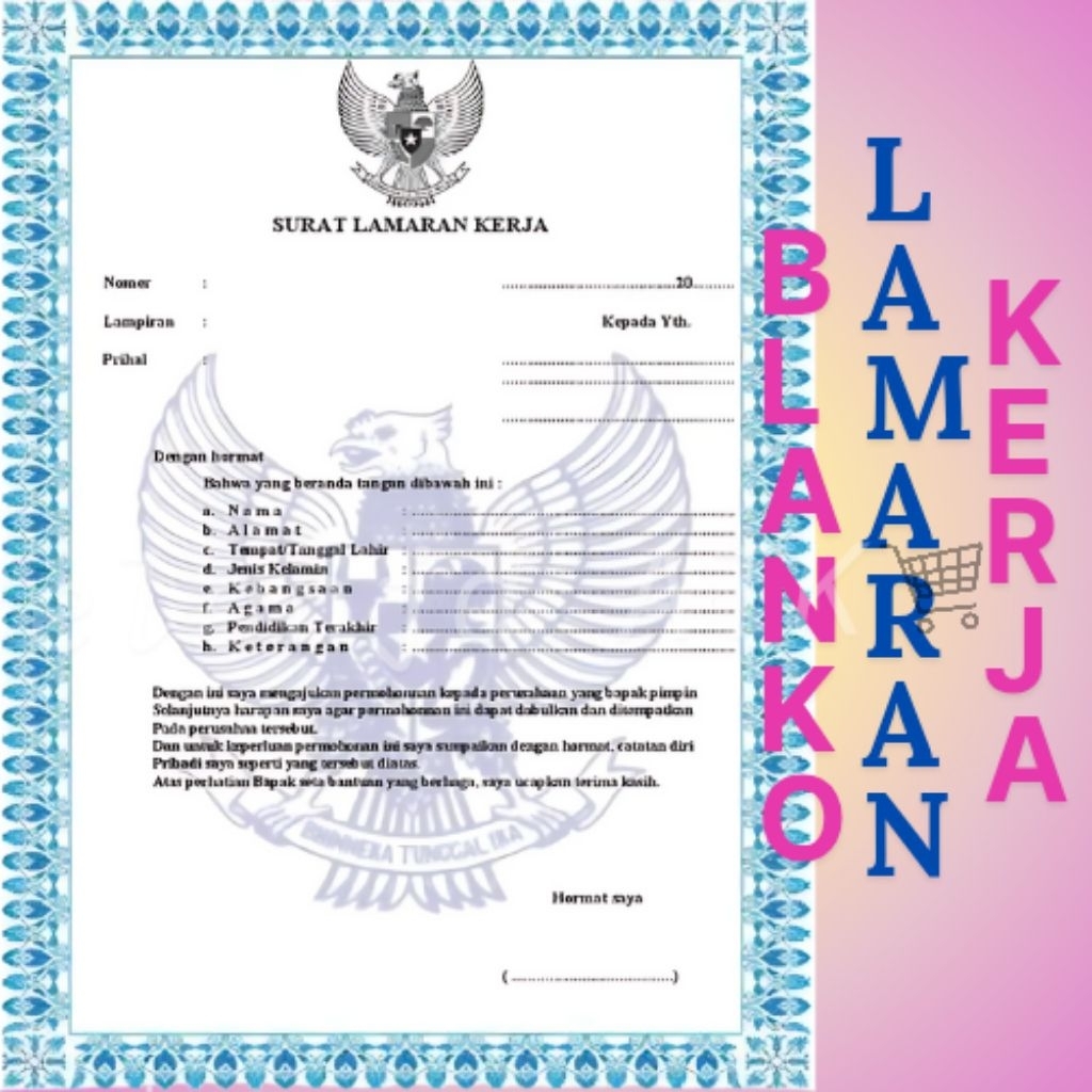 

Blanko lamaran kerja Surat Lamaran kerja Praktis 1 pak