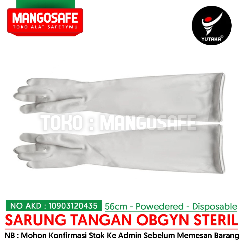 Sarung Tangan Obgyn Karet Latex Steril 56 cm / Yutaka Sarung Tangan Obgyn Steril Powdered / Gynaecol