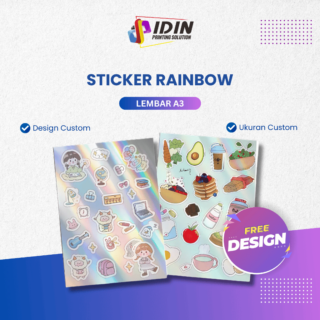 

Stiker Rainbow >50pcs Efek Hologram Pelangi Segel Merek - Percetakan Idin Printing Solution