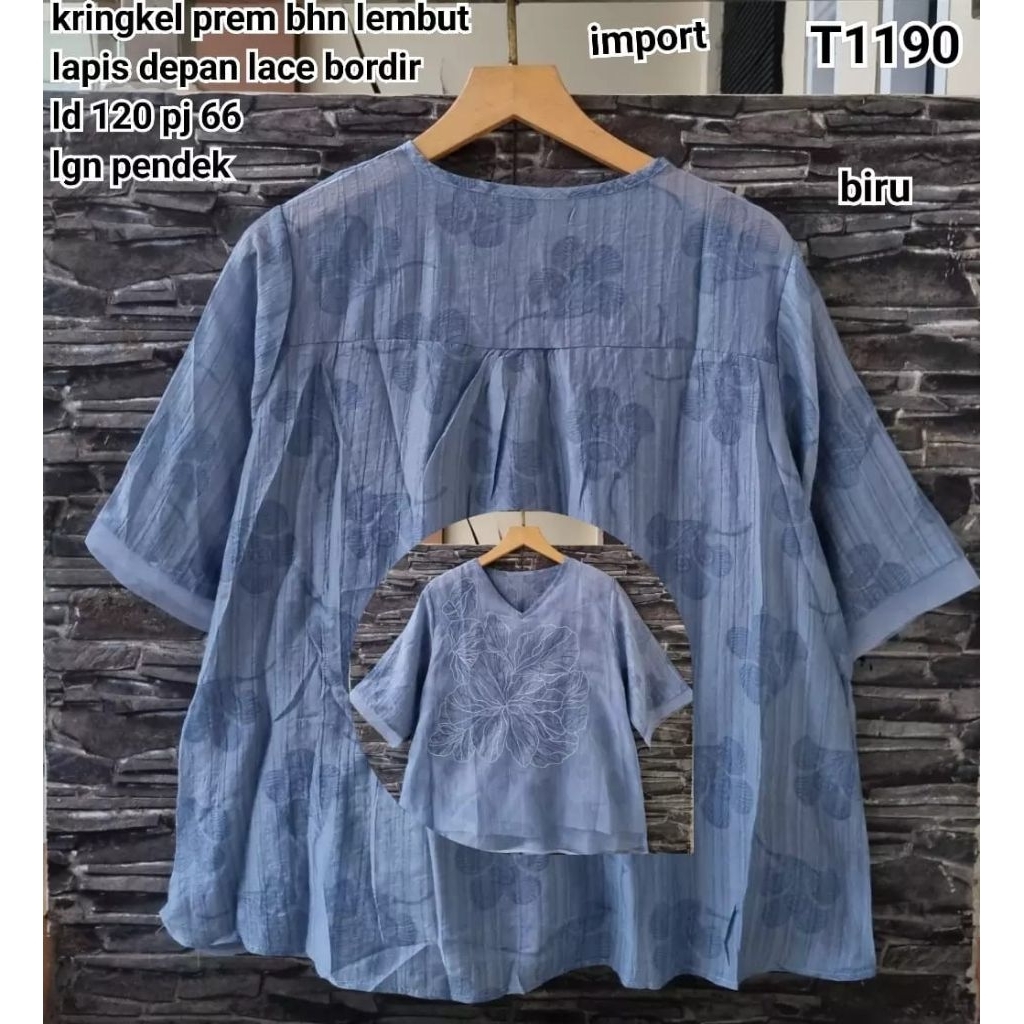 Atasan Katun Kaca Bordir bordir Jumbo