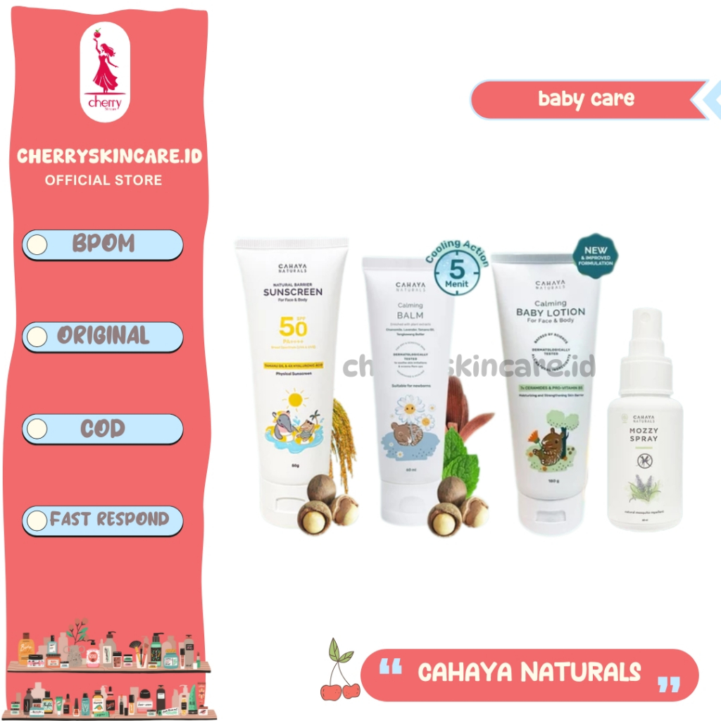 Cahaya Naturals Physical Sunscreen SPF 50 | Mozzy Spray Plus | Calming Balm | Calming Body Lotion