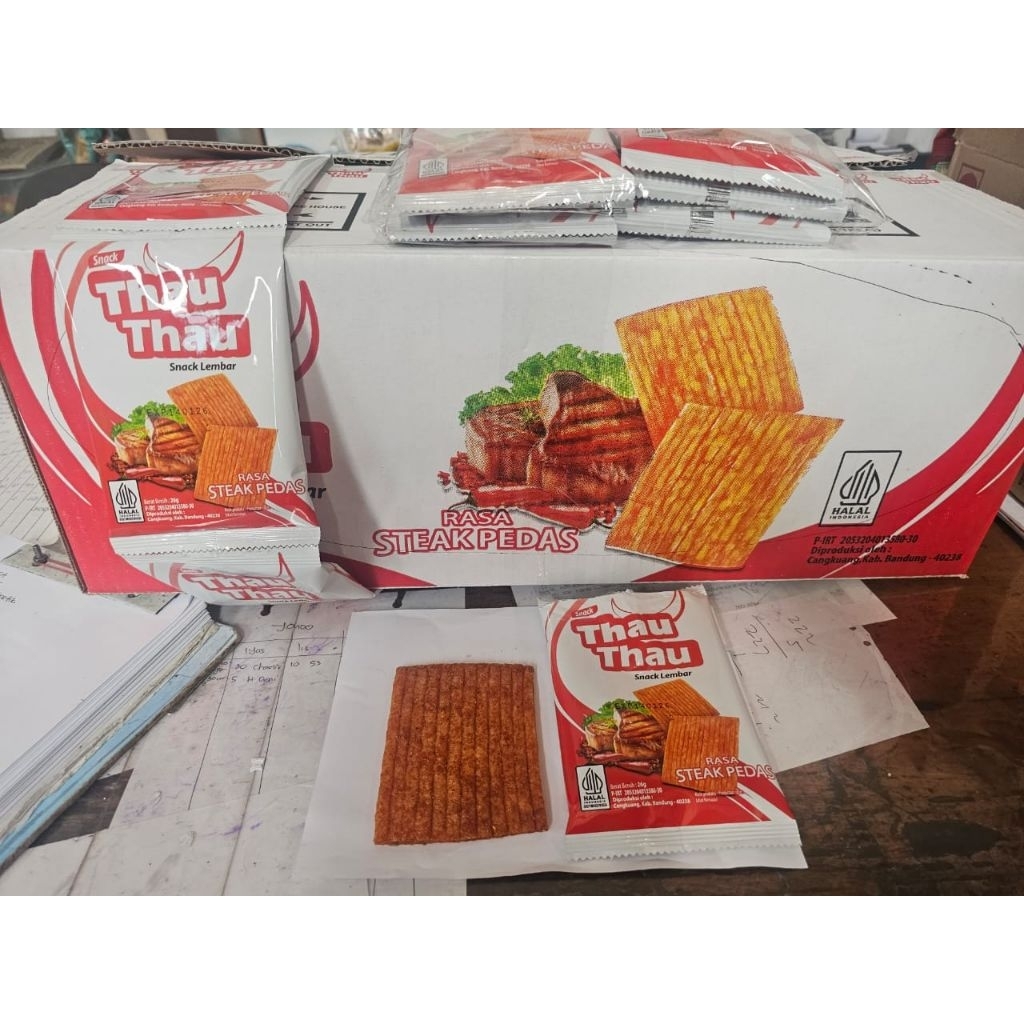 

Dendeng Lembaran Thau Thau Rasa Pedas isi 20pcs