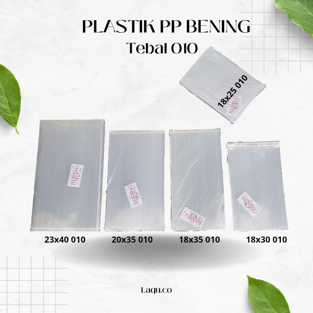 Plastik PP Bening Tebal 010  Ukuran 12x15 12x20 13x25 14x25 15x20 15x25