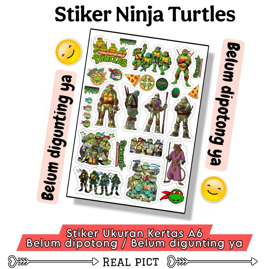 

STIKER NINJA TURTLES / STIKER BELUM DIPOTONG BAHAN VINYL UKURAN A6 / STICKER / STIKER KARAKTER LUCU