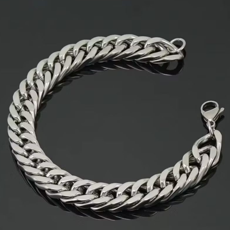 GELANG TITANIUM PRIA GELANG RANTAI JUMBO DOUBLE ANTIKRAT