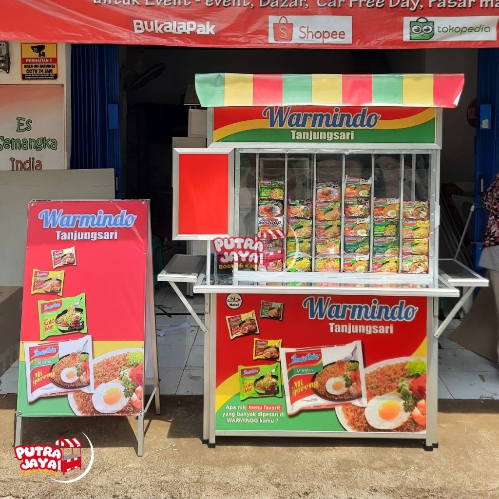 Booth Portable Warmindo Viral Kekinian Lengkap + Standing Benner