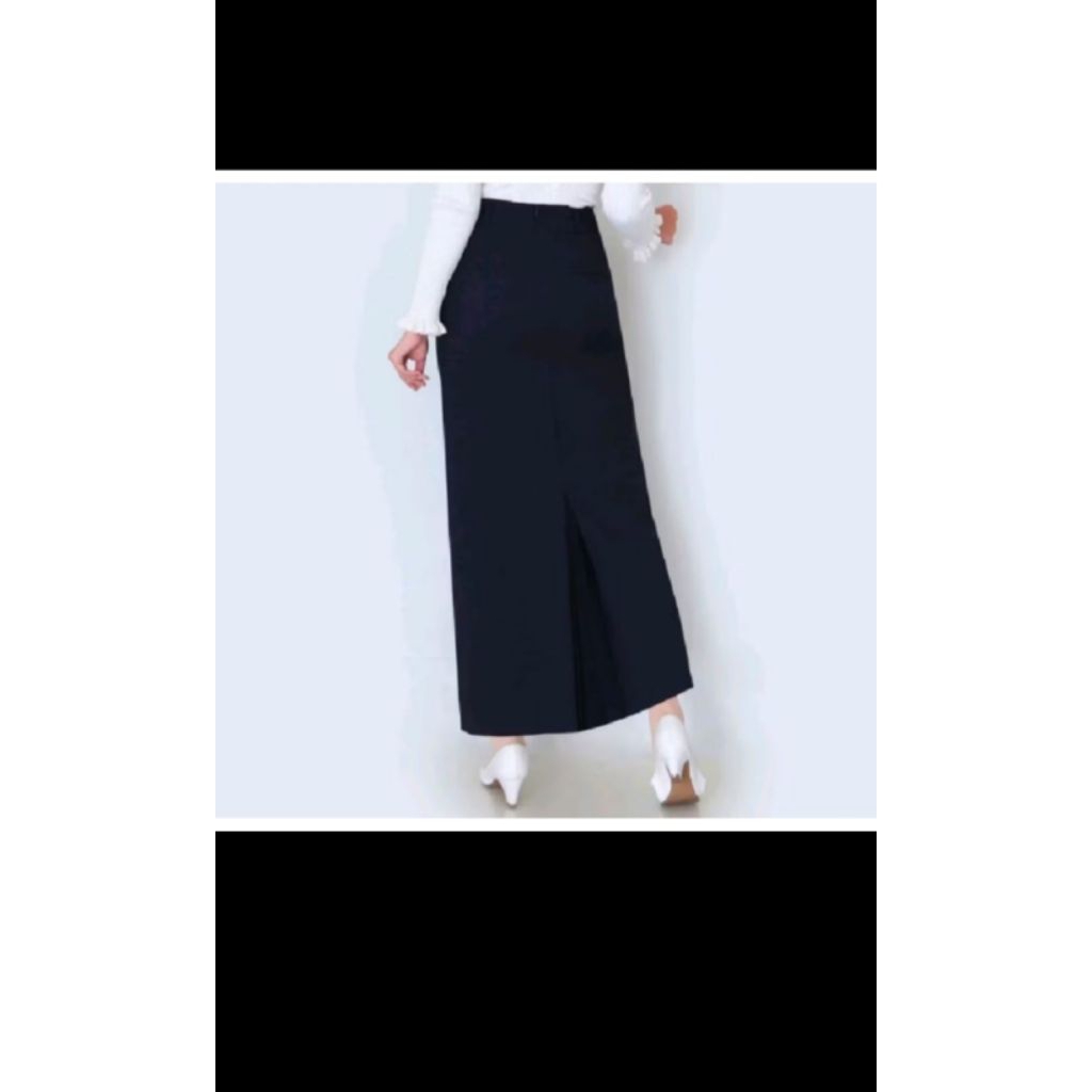 rok span kerja bahan kain hitam