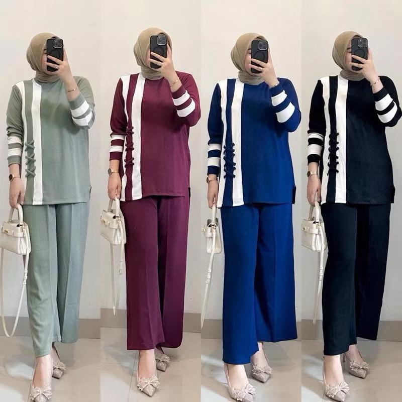 Crinkle Airflow Yusma set polos LD 110CM // one set wanita polos kekinian // setelan wanita