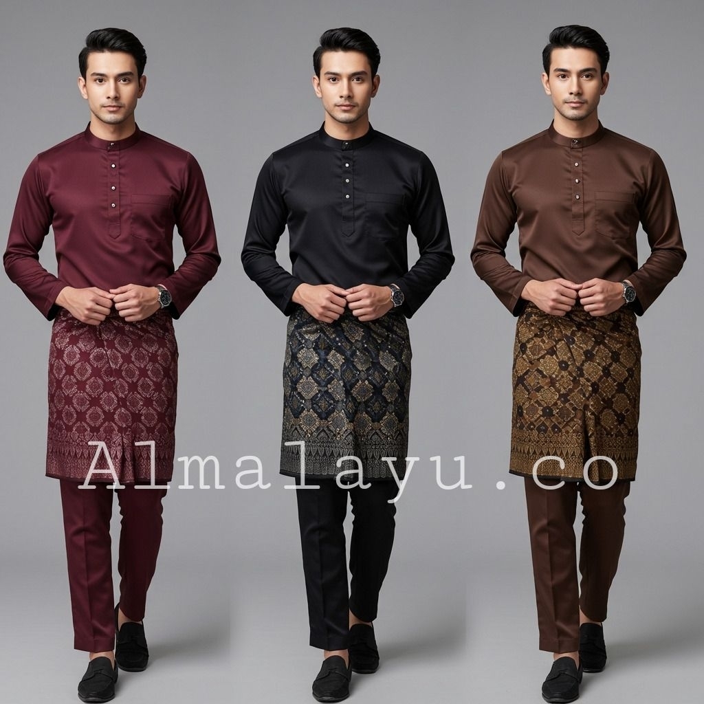 Set Baju dan celana melayu pria teluk belanga cekak musang adat melayu khas malaysia baju kondangan 
