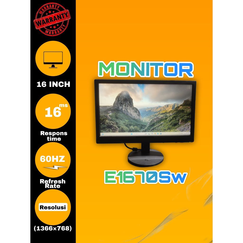Lcd Monitor 16 inc Led Monitor 16 inc Wide AOC Original
