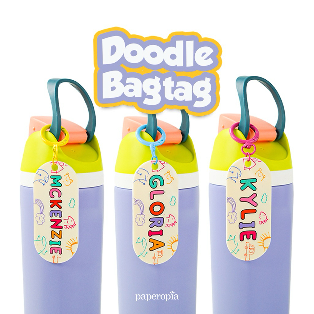 

Doodle bagtag gantungan tas custom nama