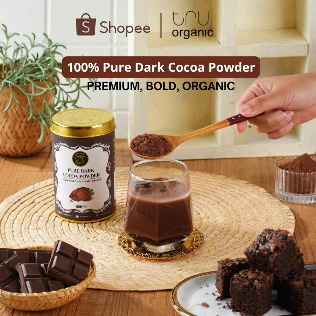 

TruOrganic Pure Dark Cocoa Powder South Sulawesi 100gr - Cokelat Bubuk Premium Chocolate Powder