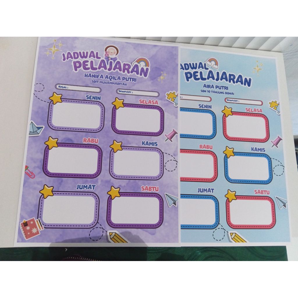 

Jadwal pelajaran costum motif boy dan girl