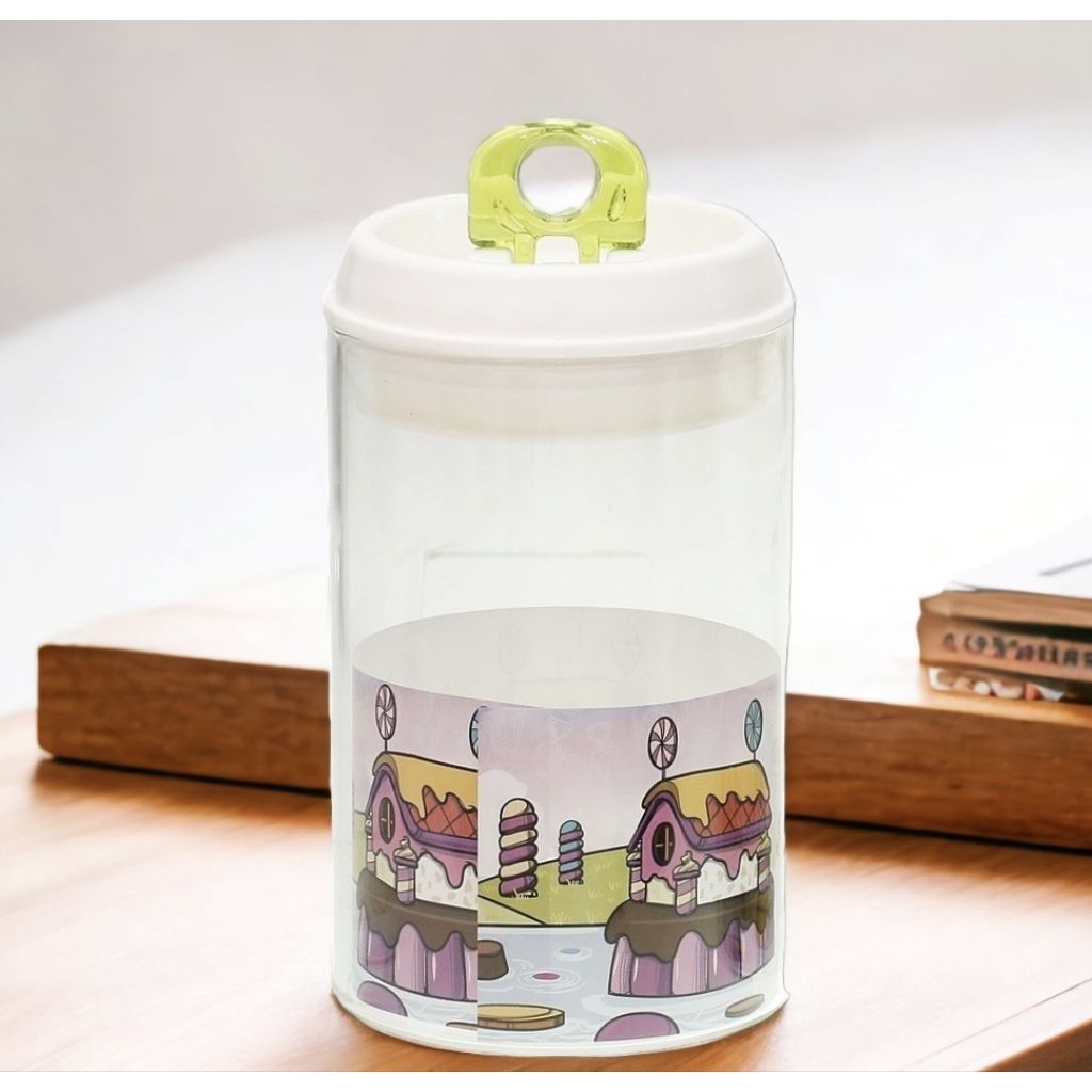 Toples Kaca VICENZA GB453 Hijau, tinggi 18,5 cm, vol 1400 ml, bentuk candy jar Vicenza unik, kedap u