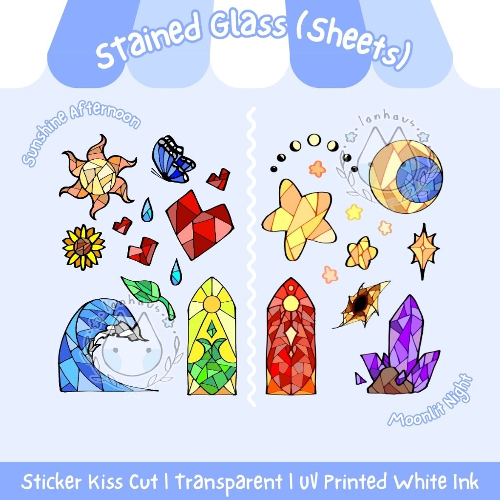 

LANHAUS - Stained glass sticker sheet | Deco stiker UV kiss cut waterproof