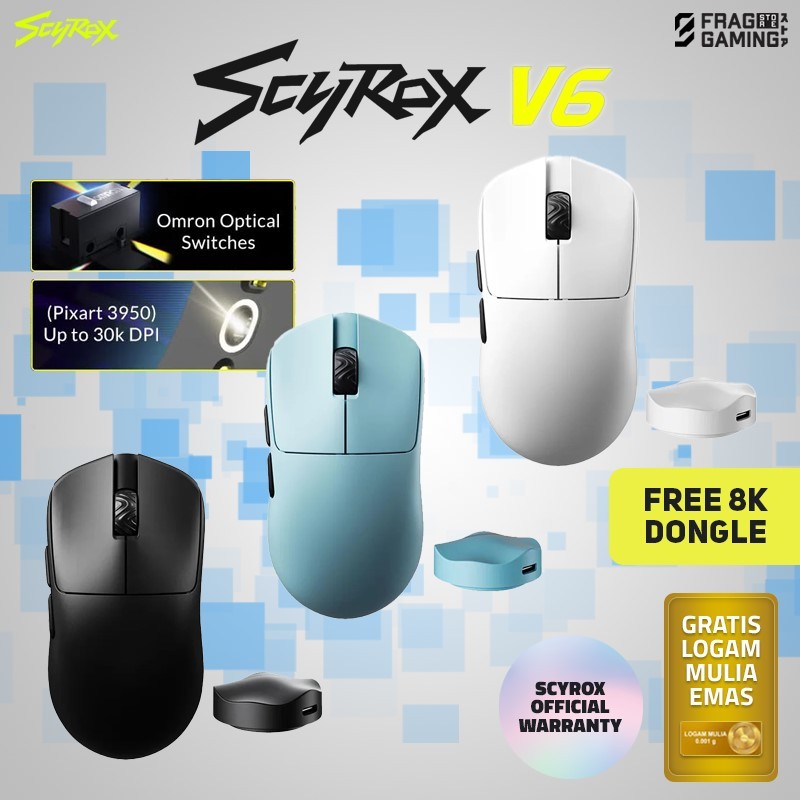Scyrox V6 / V-6 Ultra Lightweight Gaming Mouse PAW-3950 8K Polling Rate