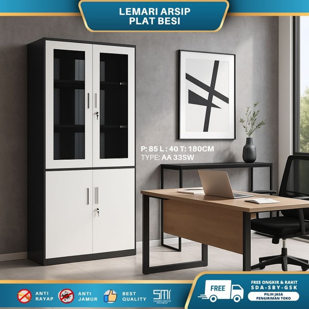 Lemari Arsip AA 33SW - Lemari Arsip Plat Besi / Filling Cabinet Sliding Door Almari Buku Swing Door