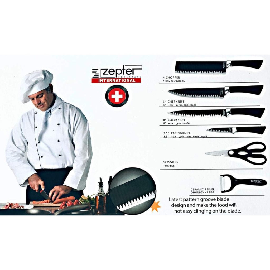 ORIGINAL PISAU SET Pisau Dapur Knife Set 6 in 1 Anti Karat / Pisau Dapur Multifungsi