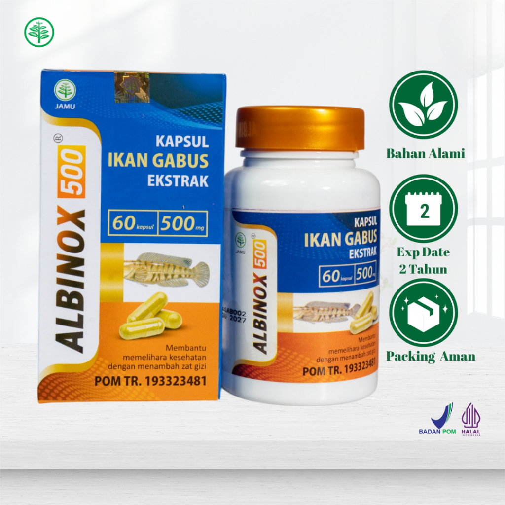 Albinox Kapsul Ekstrak Ikan Gabus - Sari Kutuk Ikan Gabus 60 Kapsul