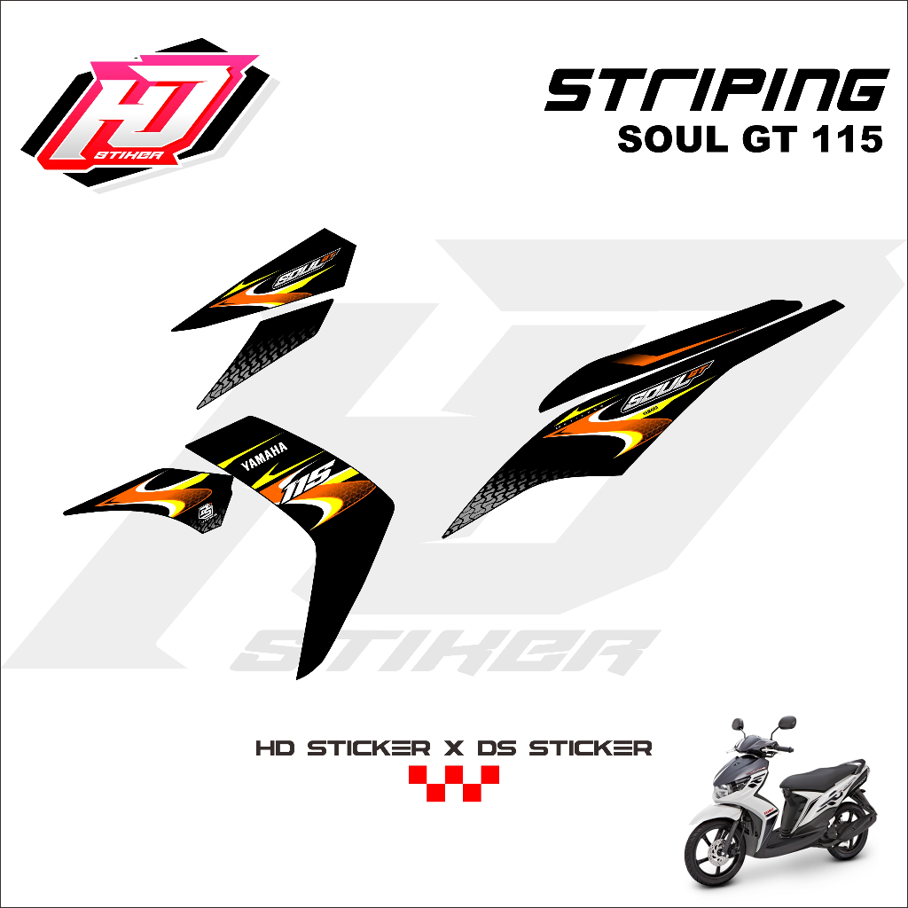 Stiker Striping Motor Mio Soul GT 115 Decal Sticker Soul GT 110 Varian BLACK HD180725 HD STIKER
