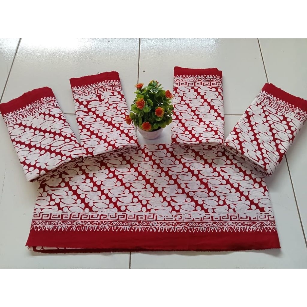 BATIK CETAK PARANG SENO MERAH PUTIH