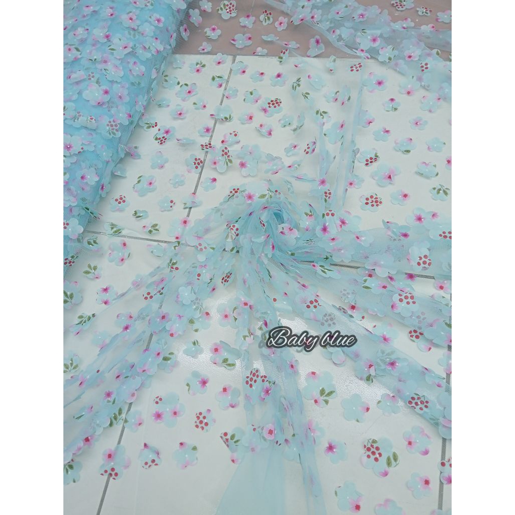 BAHAN/KAIN TILLE BUNGA 3D SATIN/BUNGA 3D TILLE TERBARU
