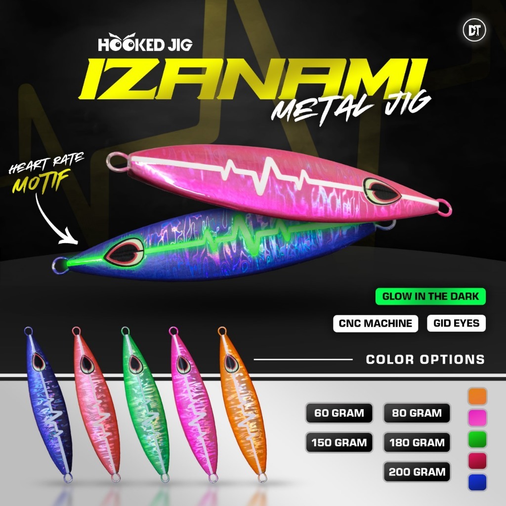 UMPAN PANCING METAL JIG IZANAMI HOOKED JIG 60 | 80 | 150 | 180 | 220 GRAM METAL JIG PREMIUM GID GLOW