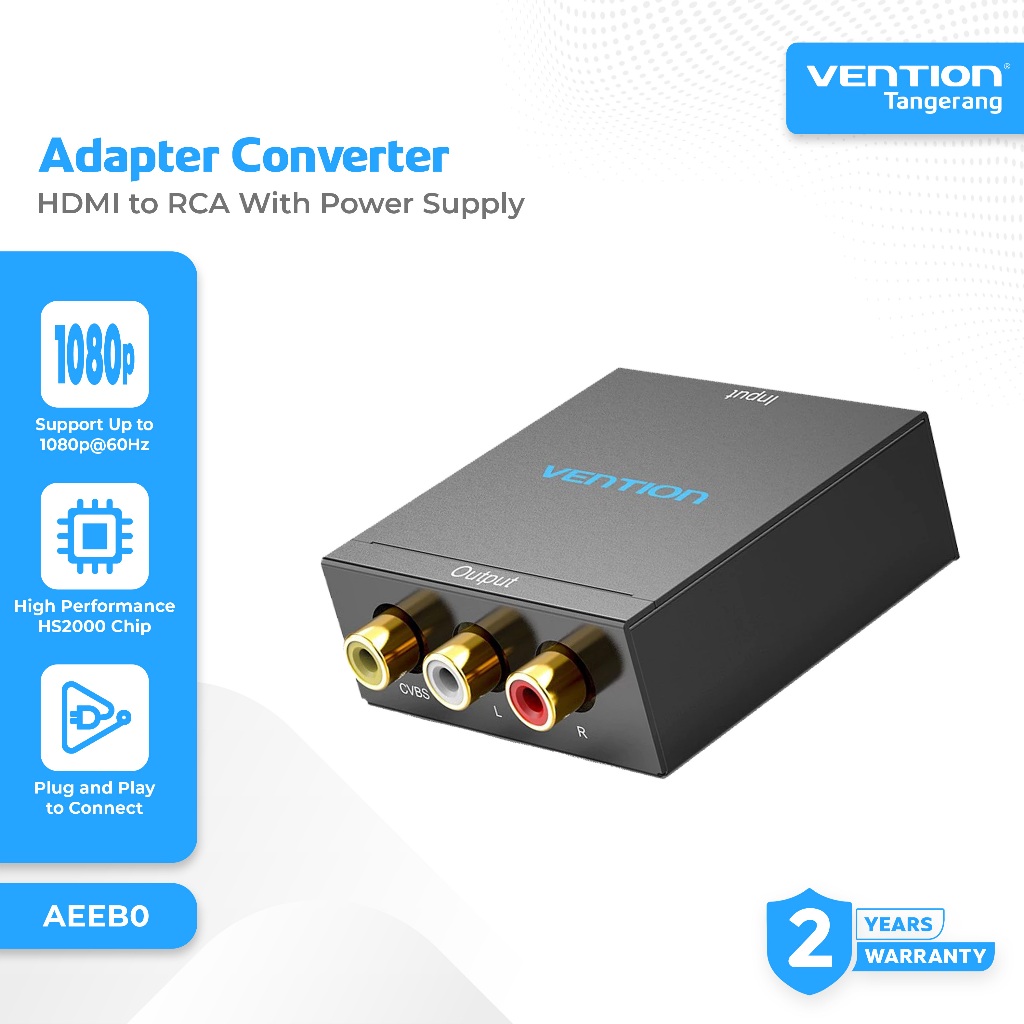 Vention Adapter Converter HDMI to RCA AV CVBs PAL/NTSC Support Gold Plated 480P High Quality With Po